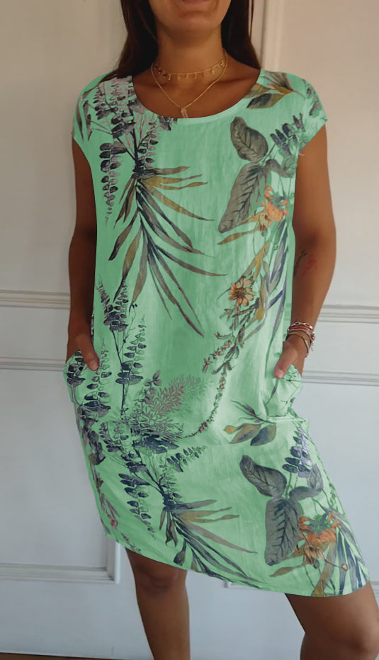 Emily | Women's Floral Print Casual T-Shirt Dress