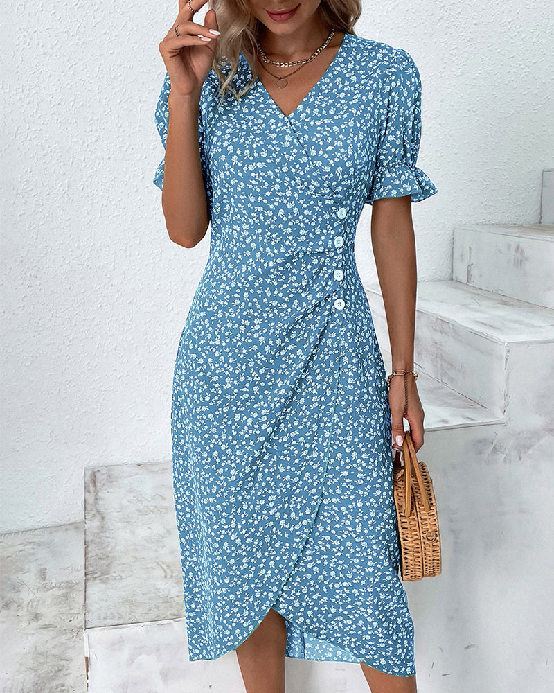 Esme | Women's V-Neck Wrap Midi Dress