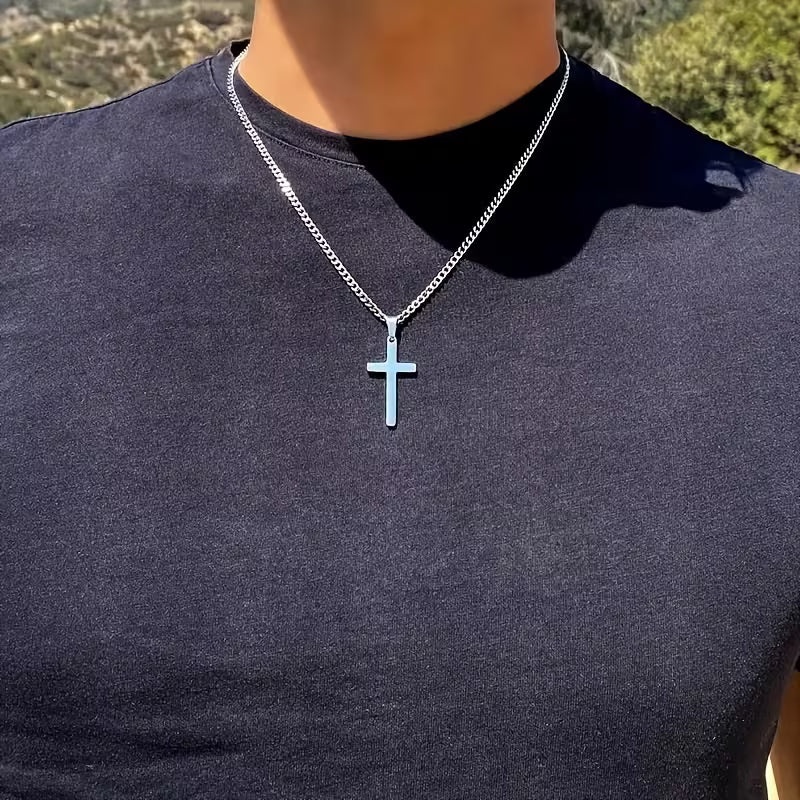 Gold Titanium Steel Cross Necklace