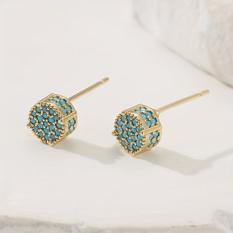Gilded Turquoise Stud Earrings
