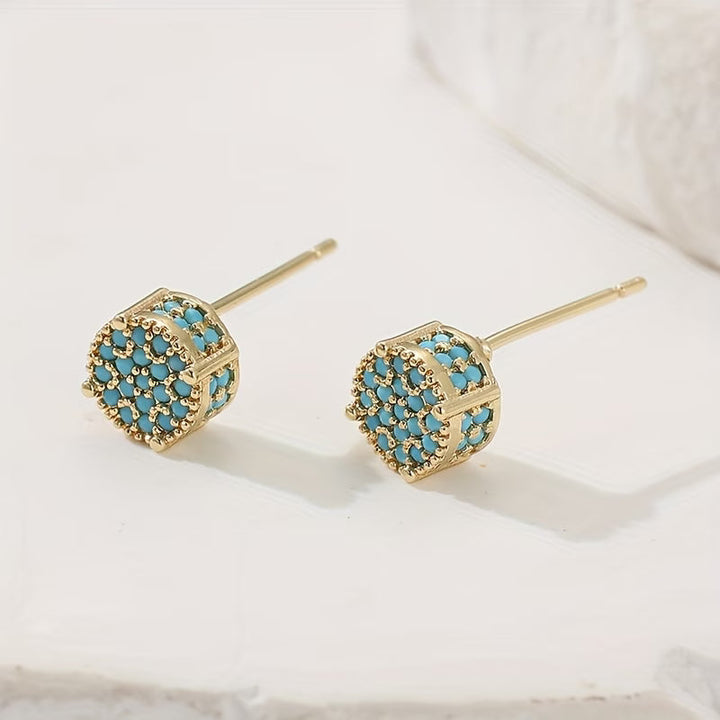 Gilded Turquoise Stud Earrings