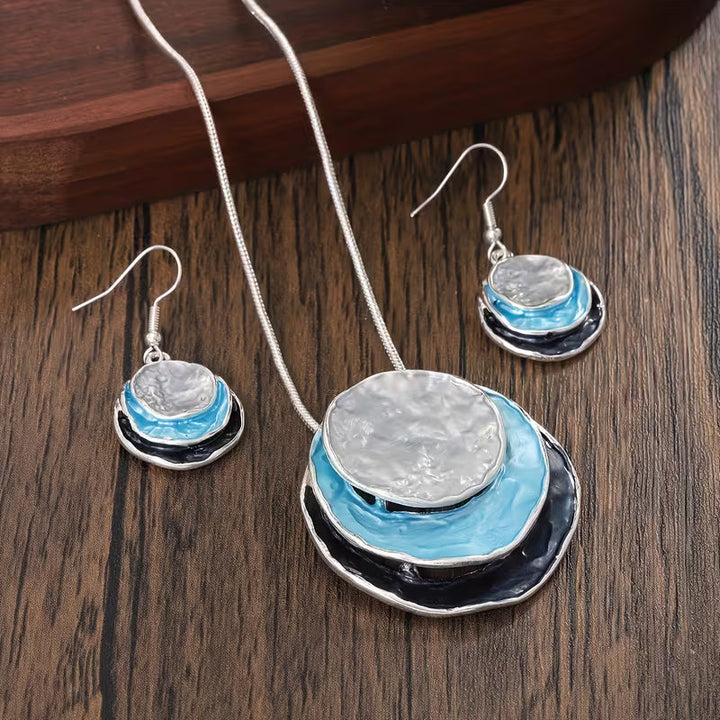 Boho Enamel Necklace and Earring Set