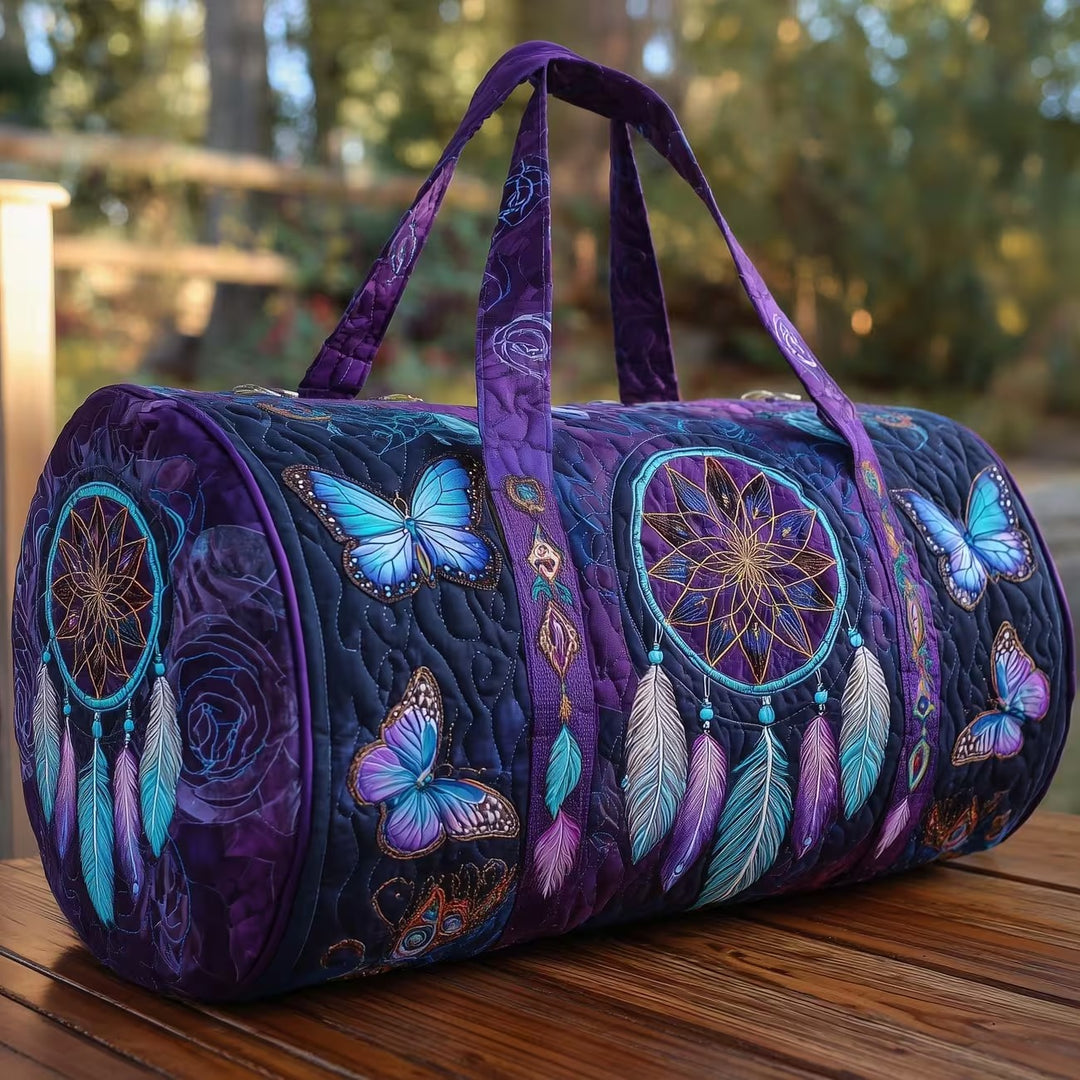 Dreamcatcher Butterfly Quilted Duffel Bag