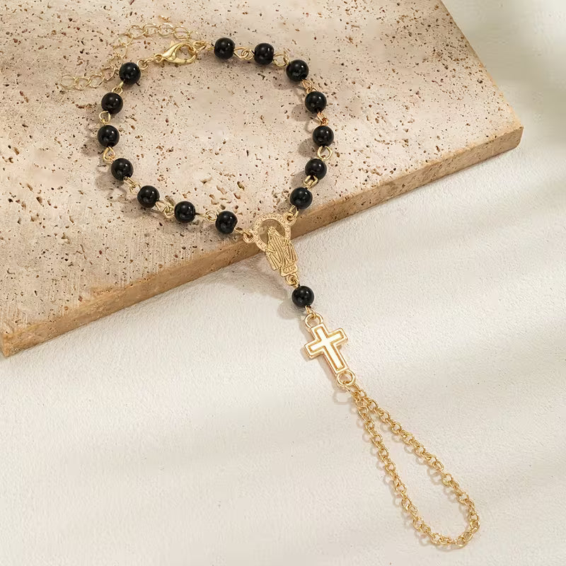 Gothic Rosary Cross Bracelet