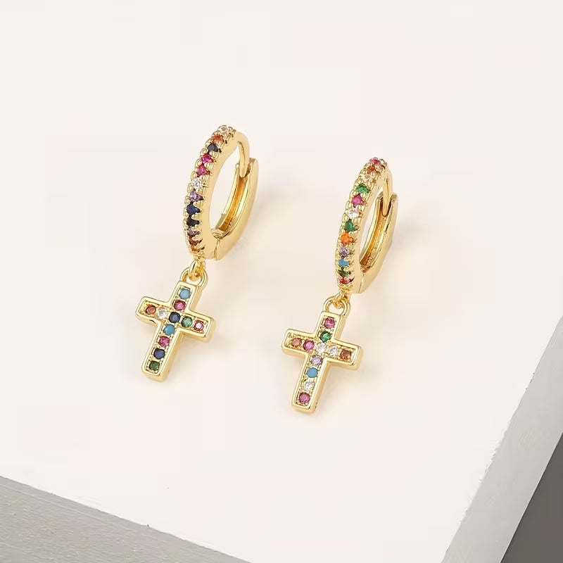 Zirconia Cross Earrings