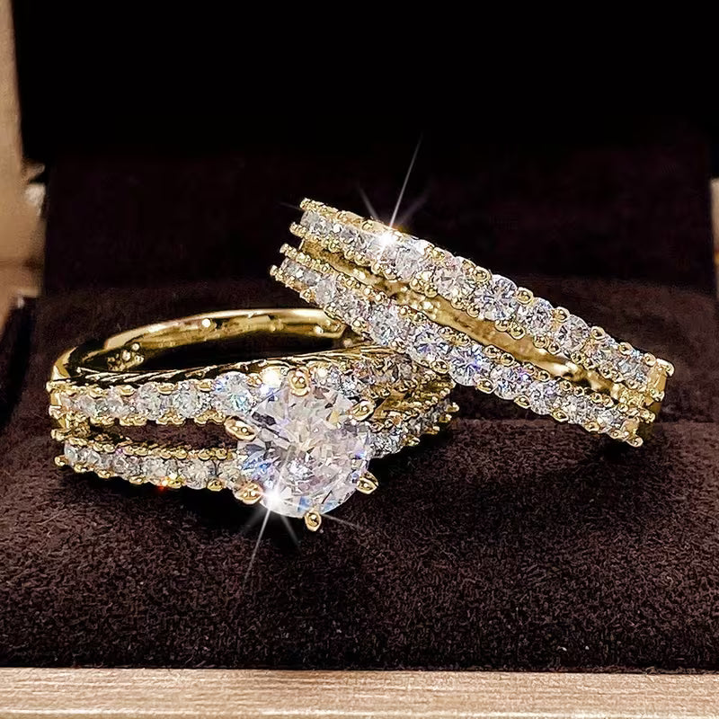 2-Piece Zirconia Wedding Ring Set