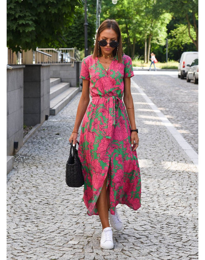 Fiona | Women's V-Neck Wrap Midi Dress