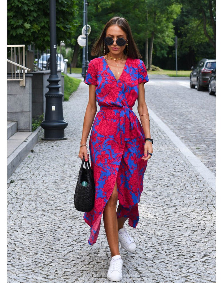 Fiona | Women's V-Neck Wrap Midi Dress