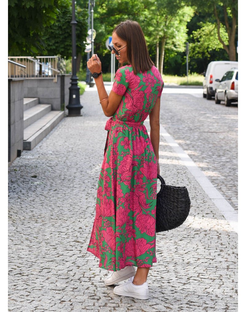 Fiona | Women's V-Neck Wrap Midi Dress
