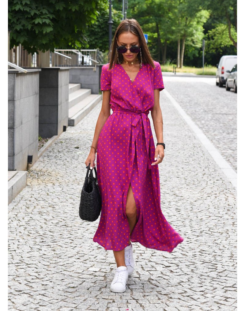 Fiona | Women's V-Neck Wrap Midi Dress