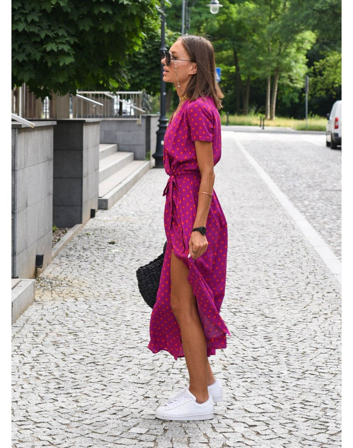 Fiona | Women's V-Neck Wrap Midi Dress