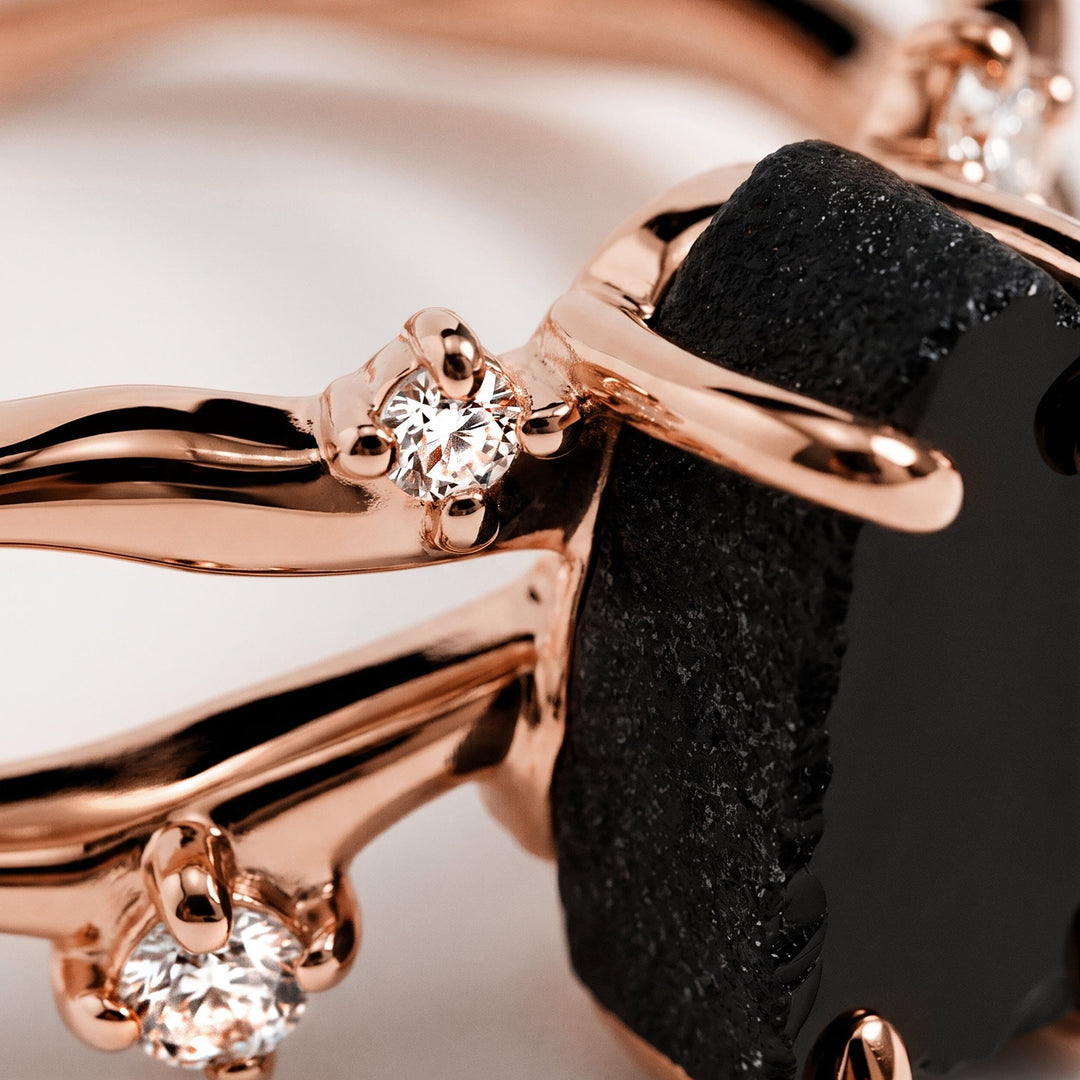Raw Black Obsidian Ring