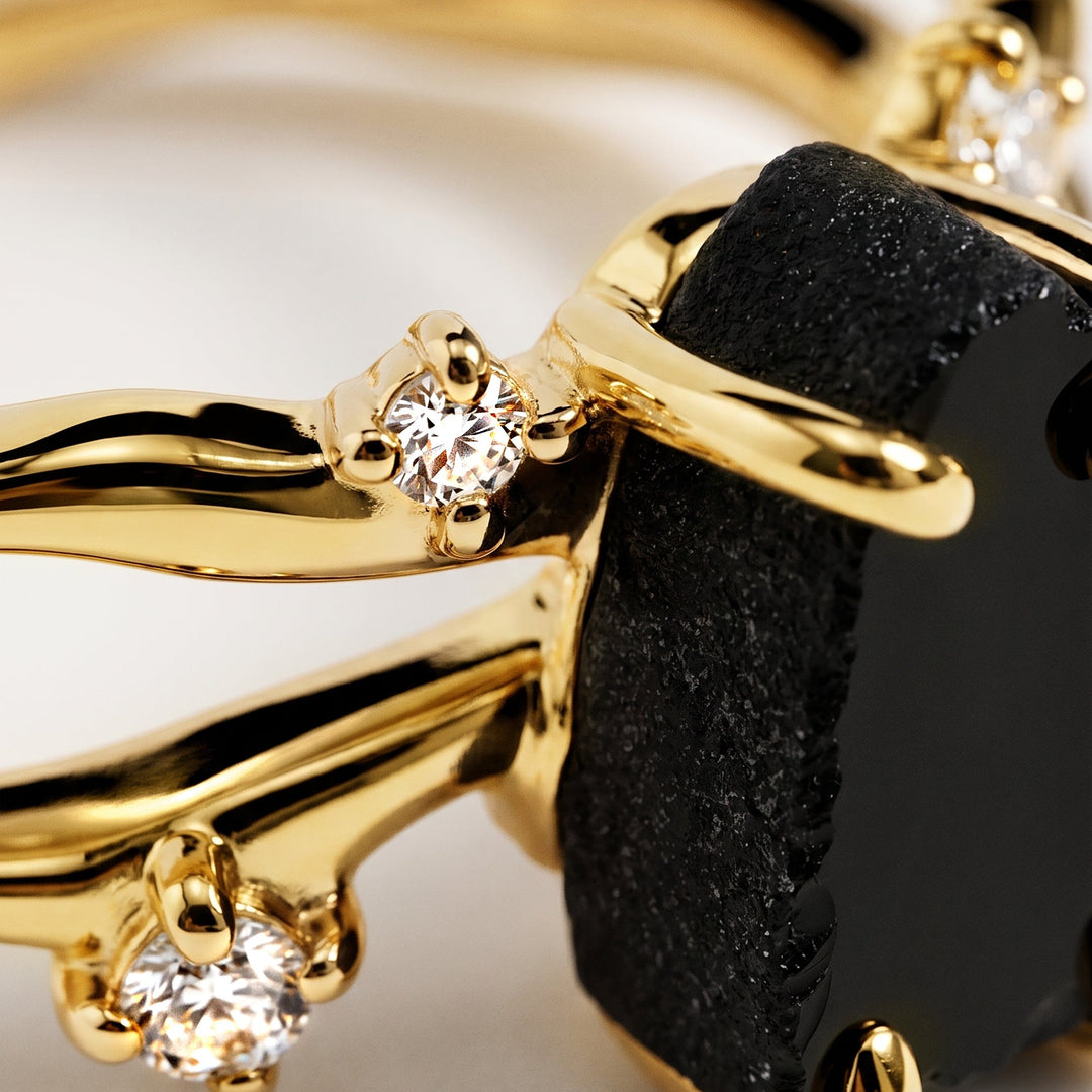 Raw Black Obsidian Ring