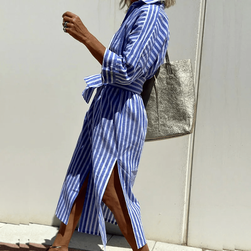 Frances | Women's Striped Button-Down Midi Dress