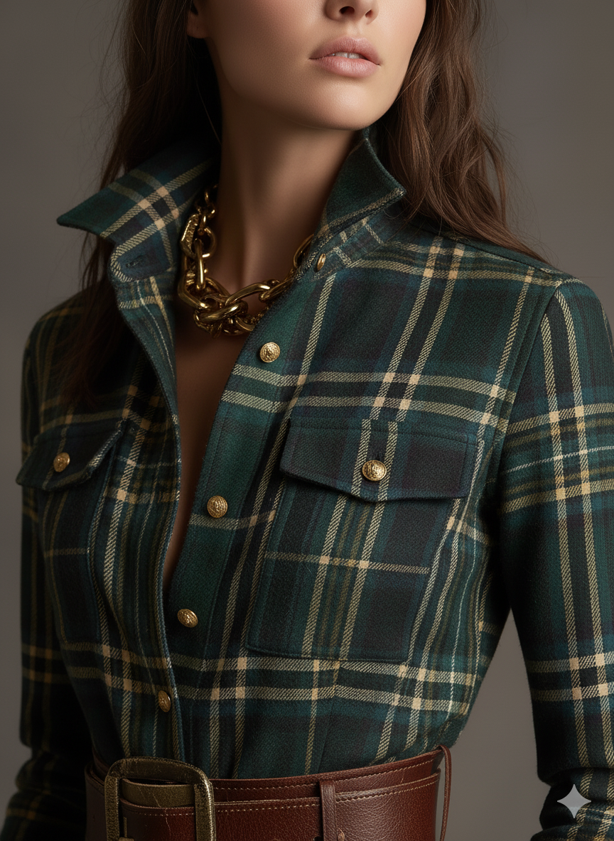 Gabriella | Women's Belted Plaid Maxi Dress