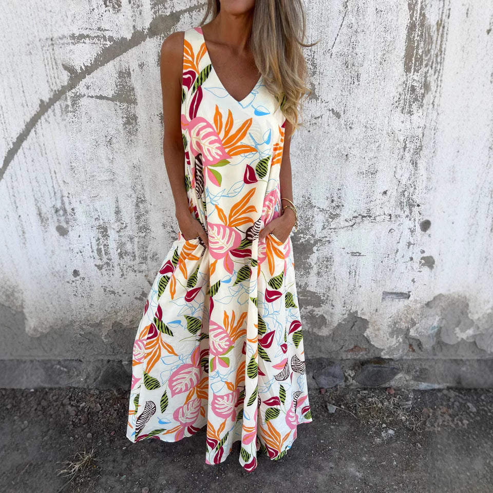 Gale | Women's Sleeveless V-Neck Maxi Dress