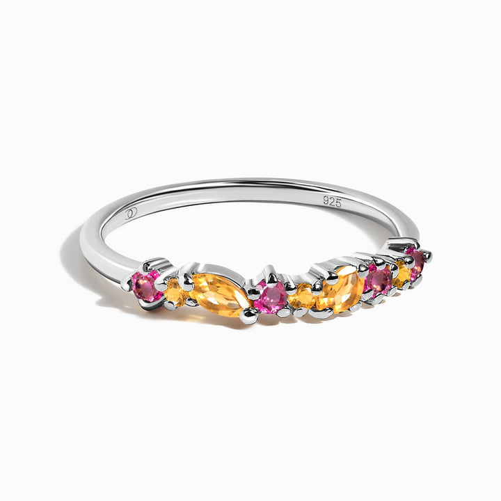 Citrine and Pink Topaz Halo Ring