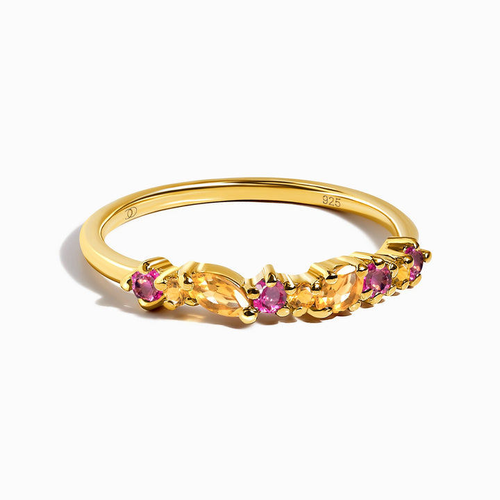 Citrine and Pink Topaz Halo Ring