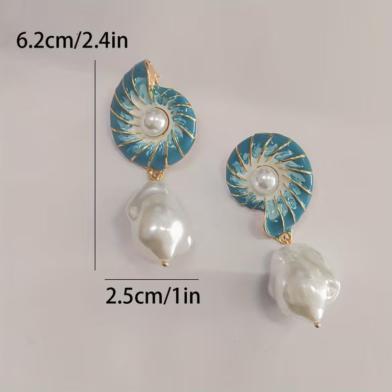 Seashell Pearl Earrings