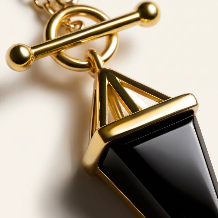 Black Obsidian T-Lock Necklace