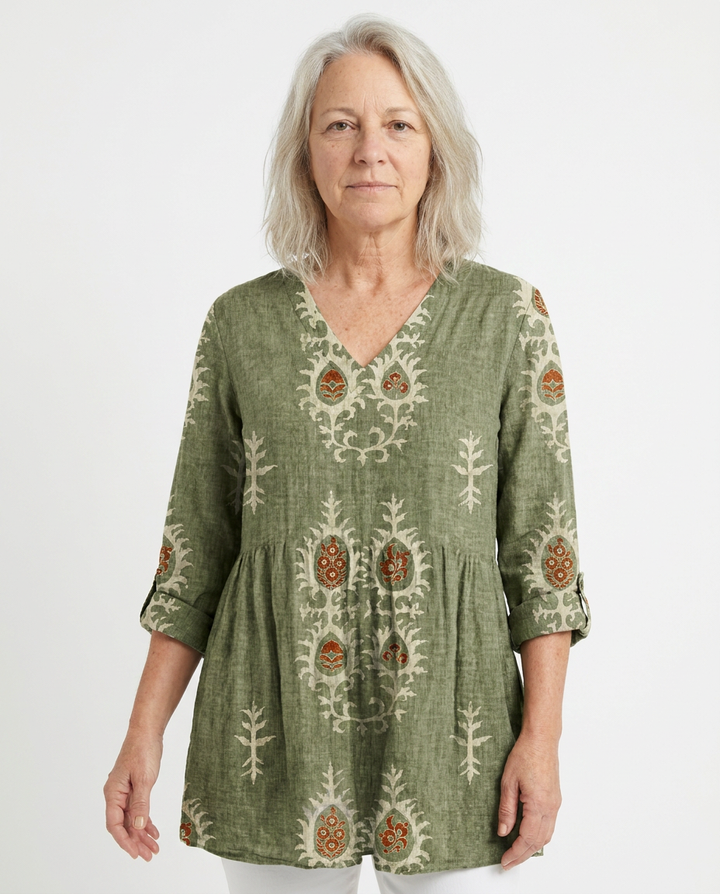 Elise | Long Blouse with V-Neck