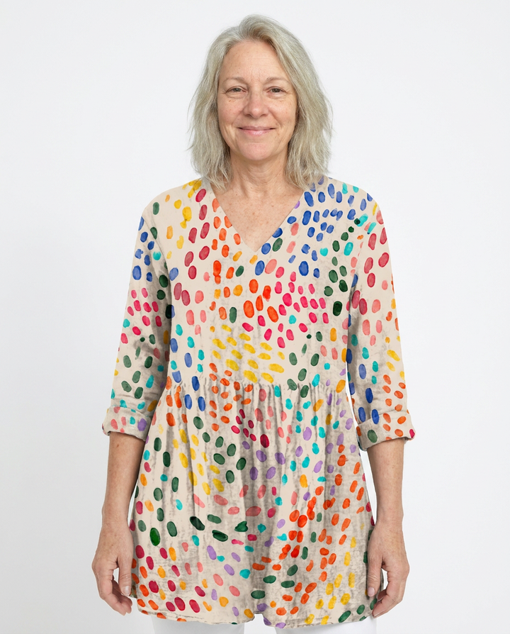 Pauline | Long Blouse with V-Neck