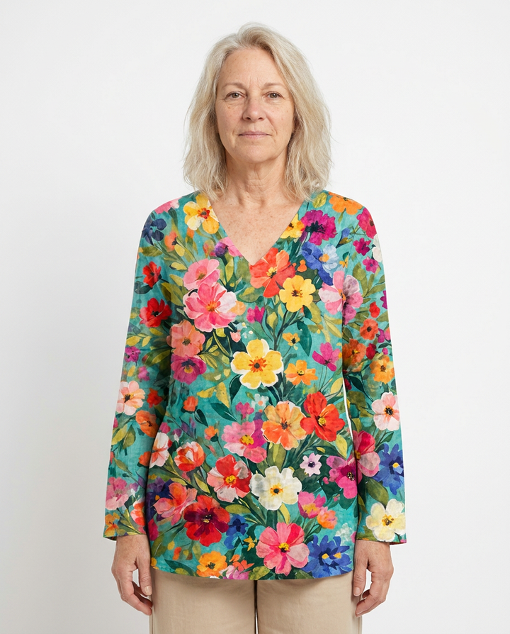 Nora | Long Blouse with V-Neck