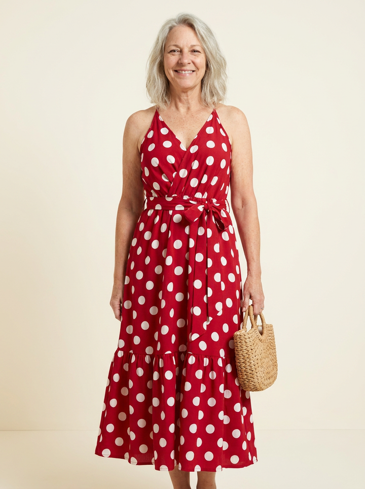 Carmen™ - V-Neck Ruffle Polka Dot Maxi