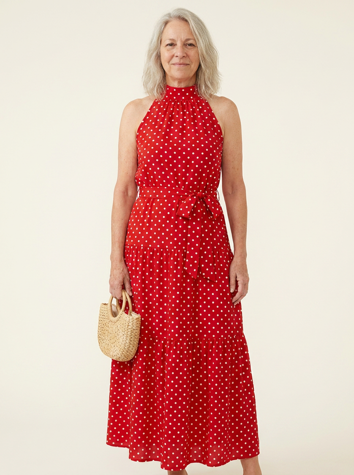 Rosa™ - Sleeveless Polka Dot Maxi
