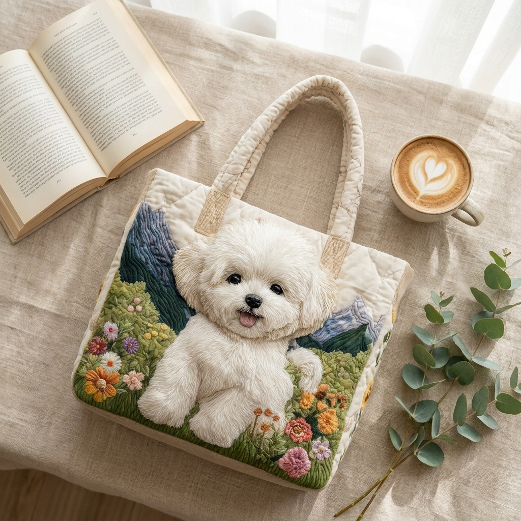 Enchanted Dog artisanal tote bag flatlay