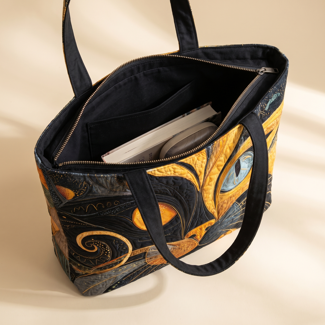 Black lined interior with zipper