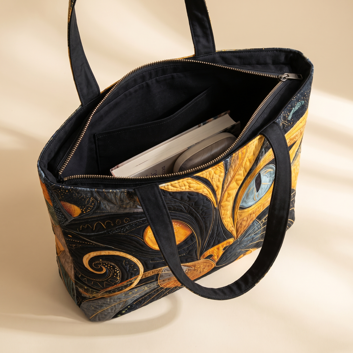 Black lined interior with zipper