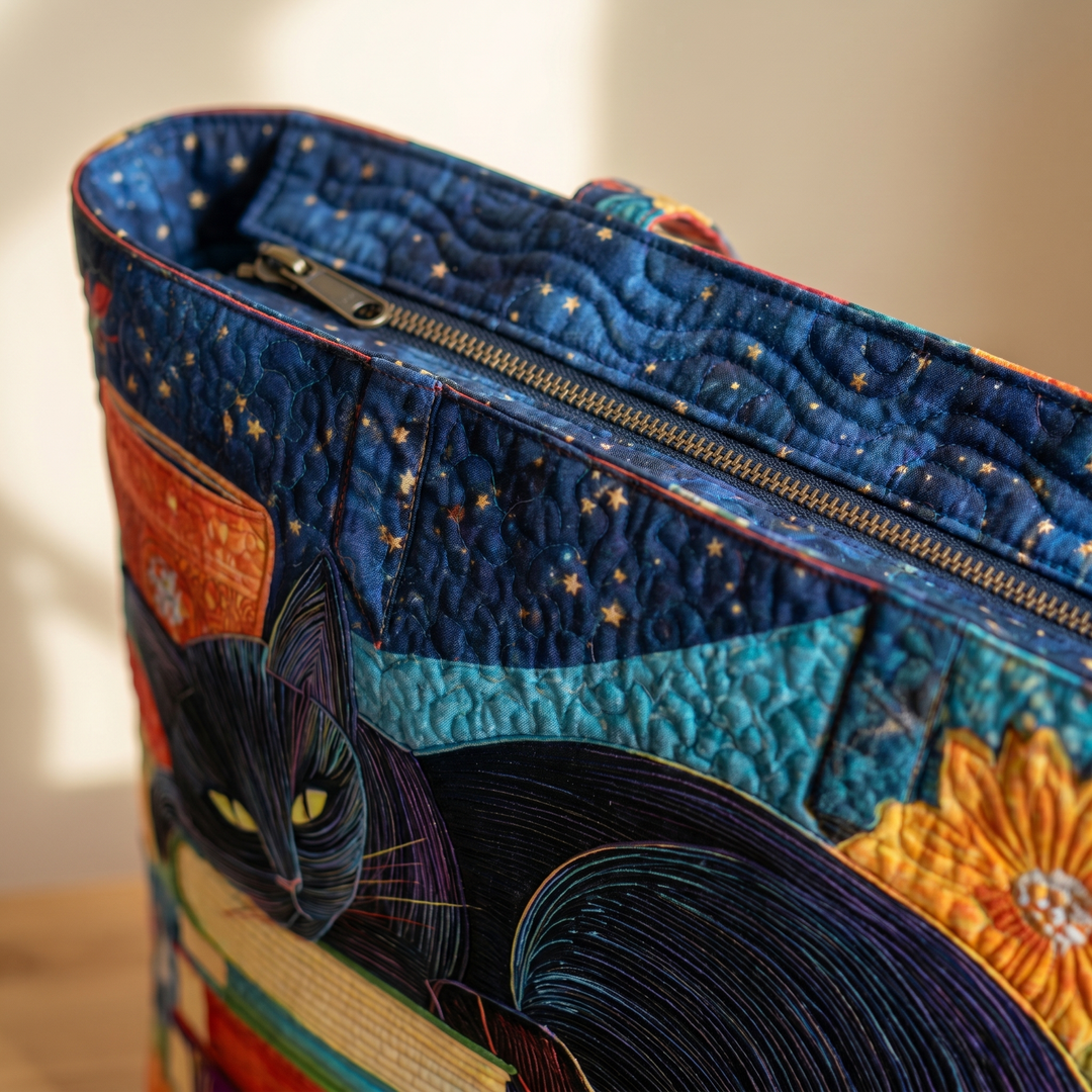 Close-up of quilted stitching and zipper