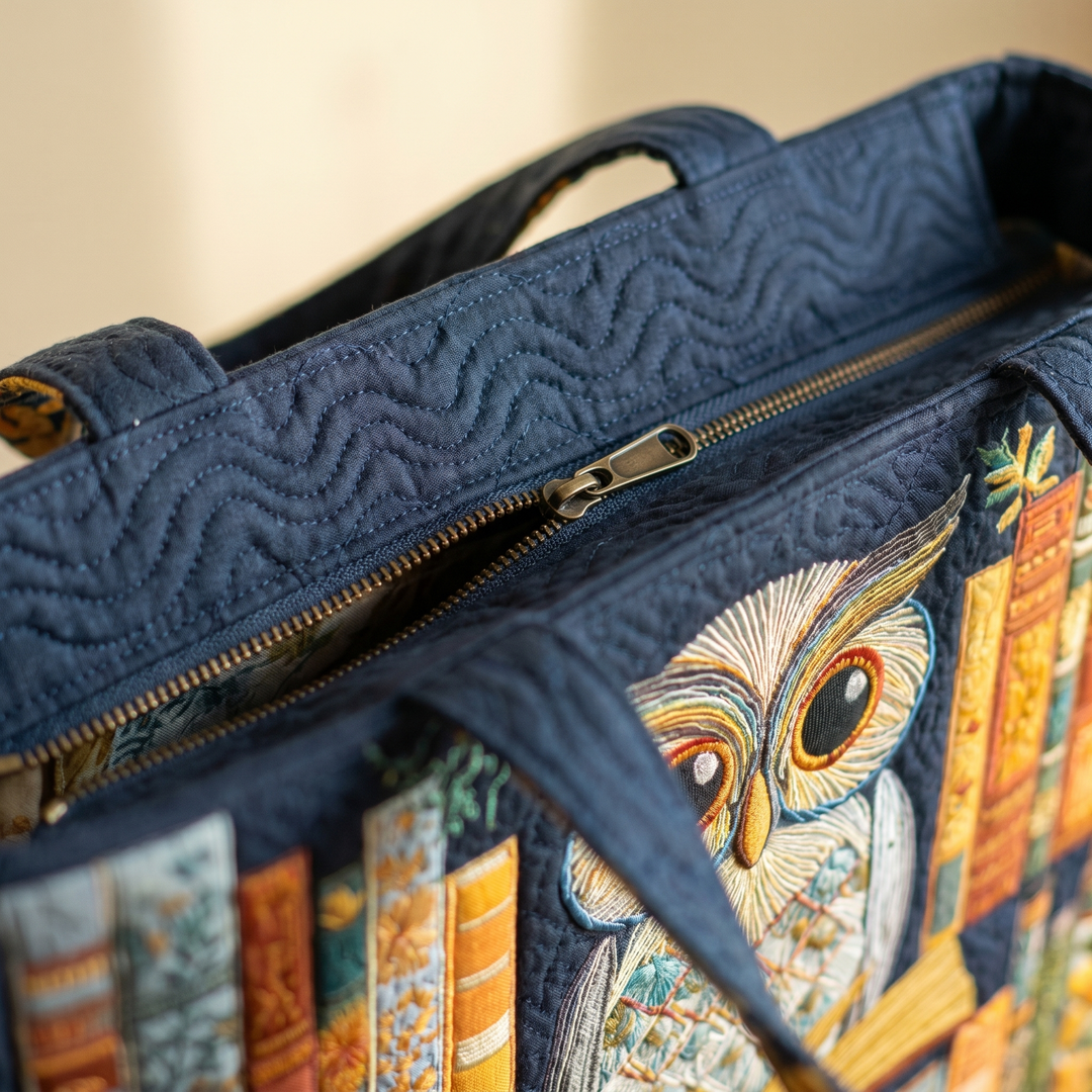 Close-up of quilted stitching and zipper
