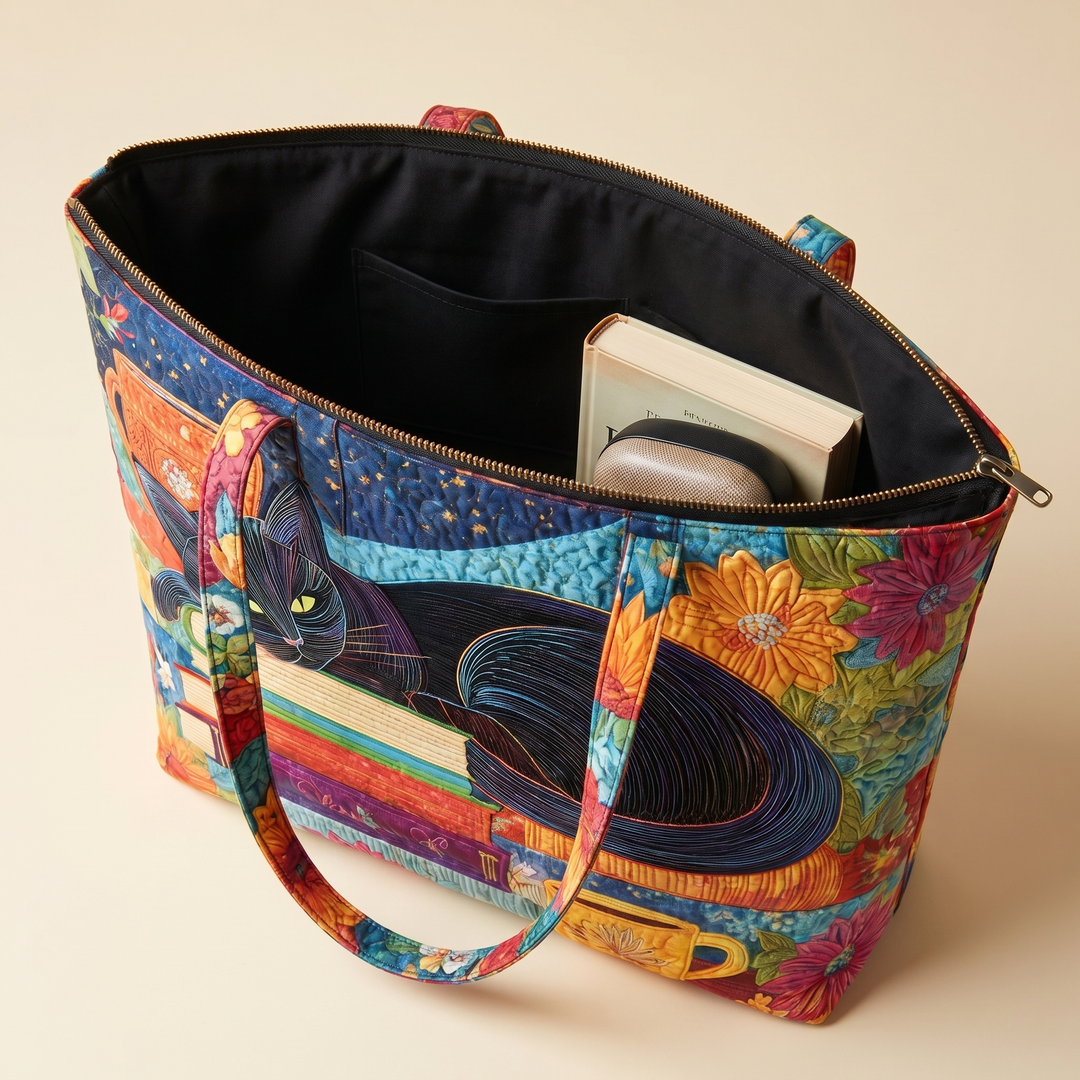 Black lined interior with zipper