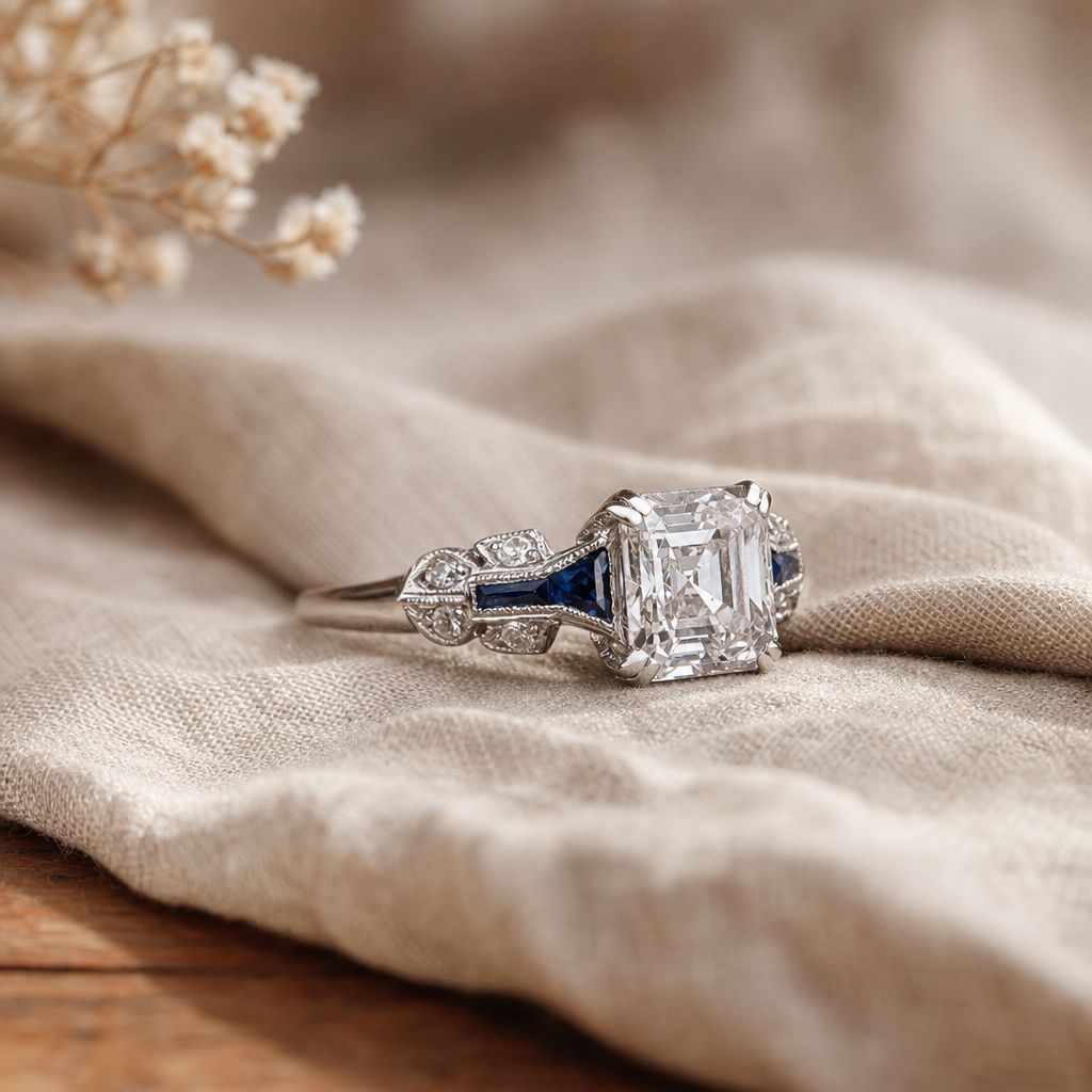 Brilliant Vintage Ring in Blue and Silver