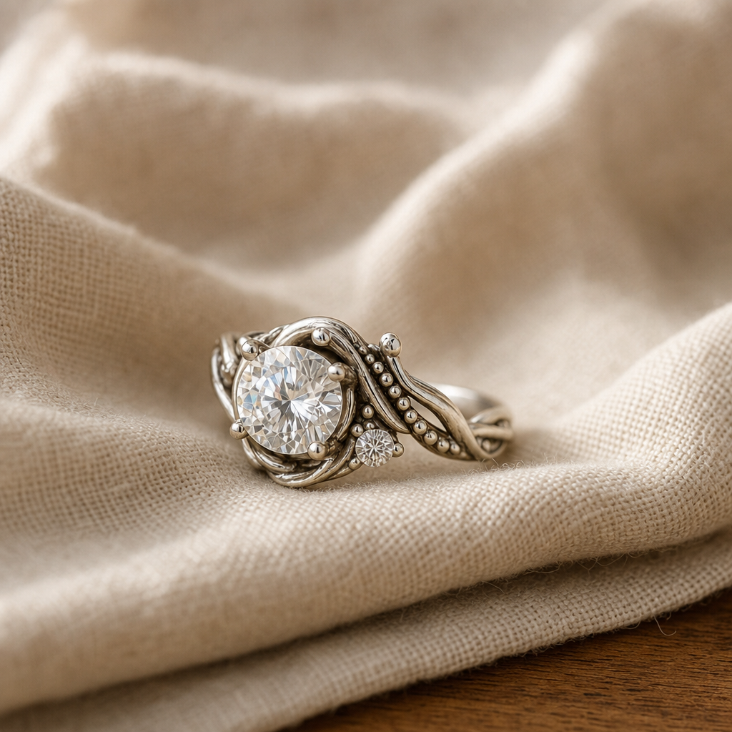 Elegant Silver Branch Zirconia Ring