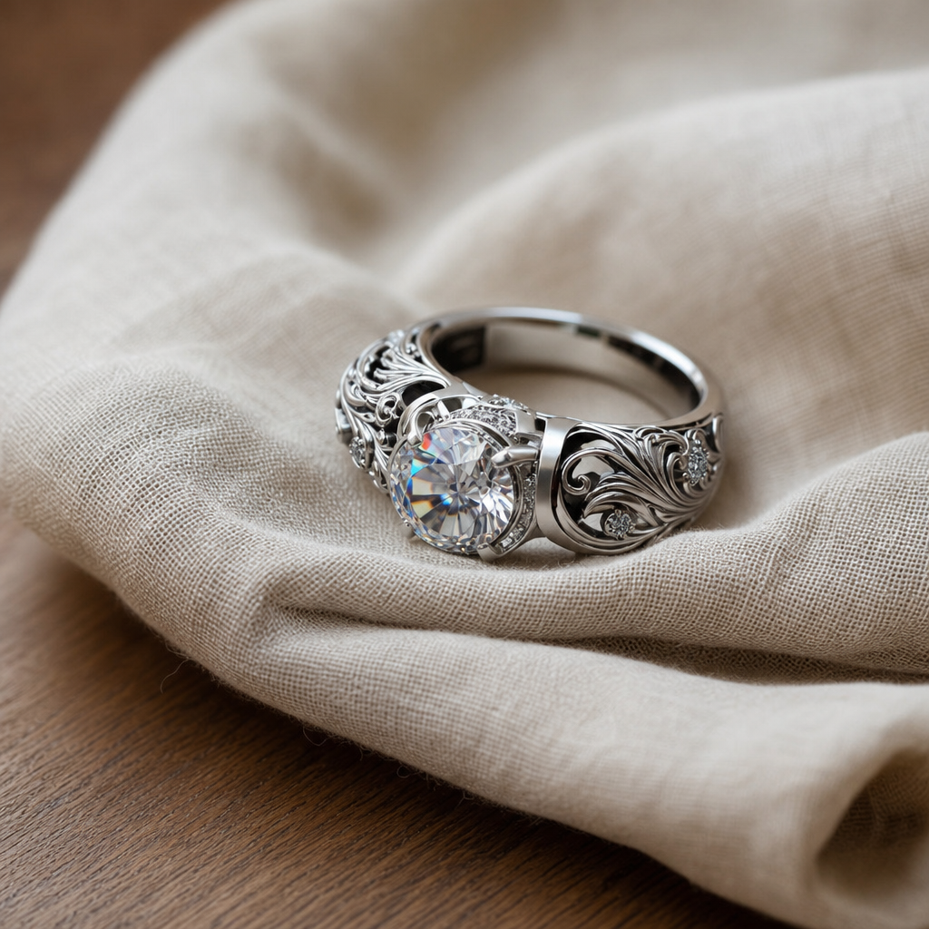 Exotic Crystal Silver Ring