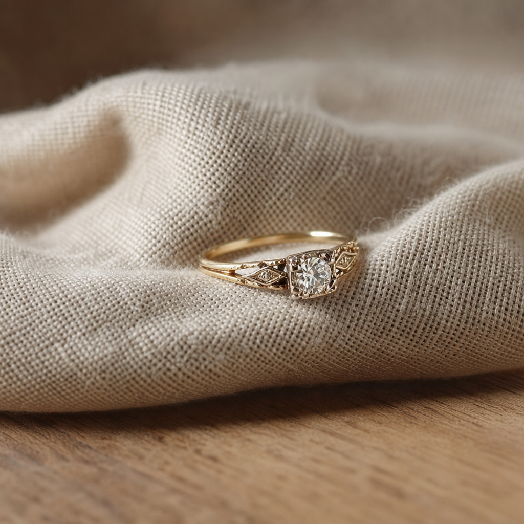 Vintage Zirconia Fine Gold Ring