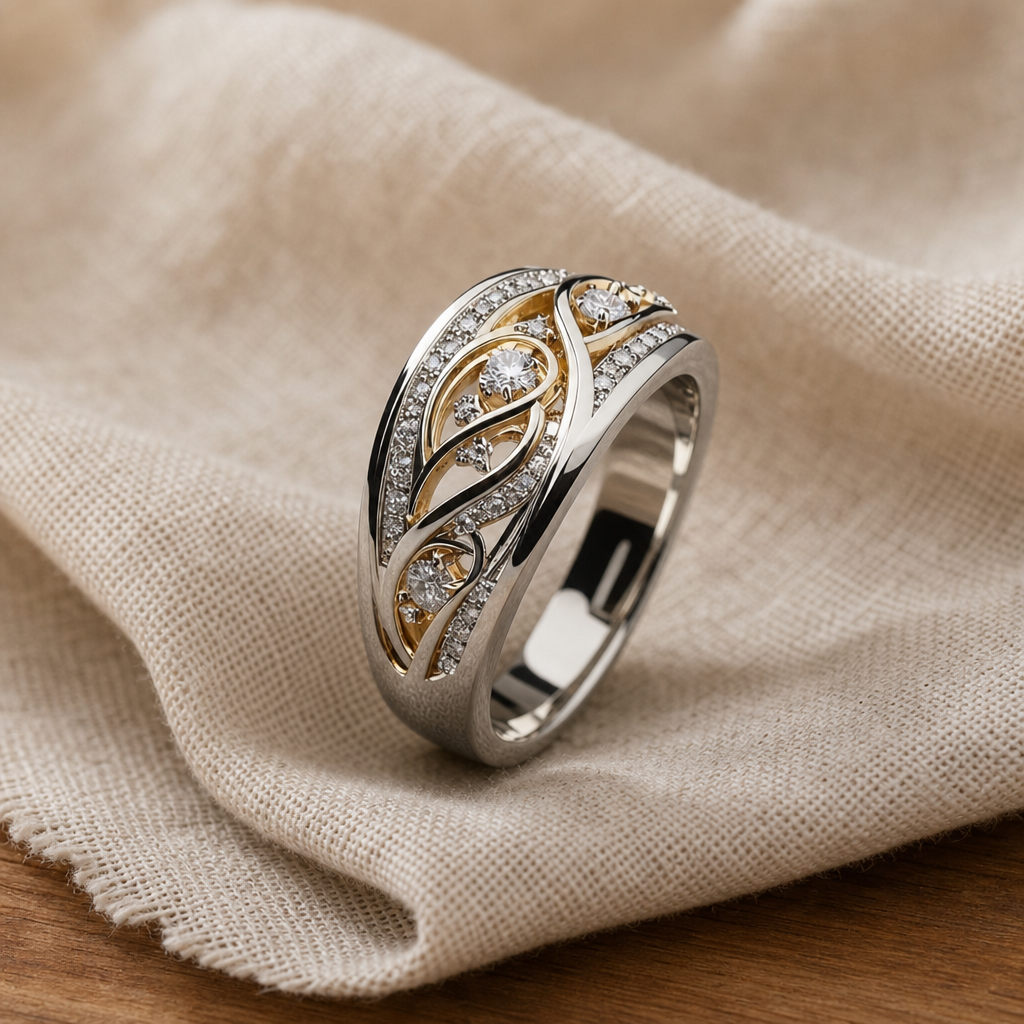 Hollow Gold & Silvered Ring