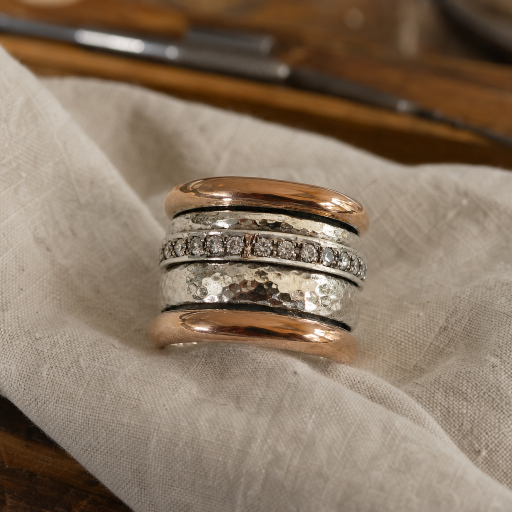 Thick Vintage Ring in Gold and Silver
