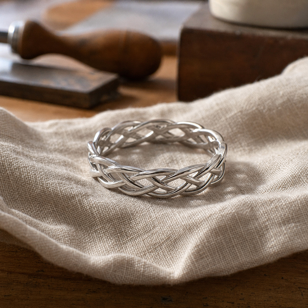 Twisted Silver Woven Band Ring