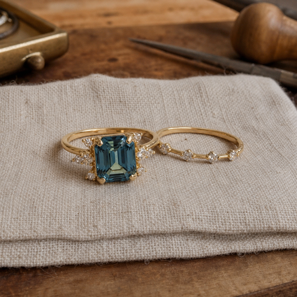 Crystal Blue Shine Ring Set (2 Rings)