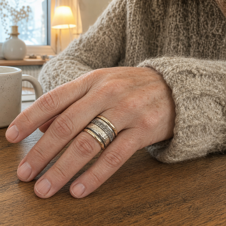 Thick Vintage Ring in Gold and Silver
