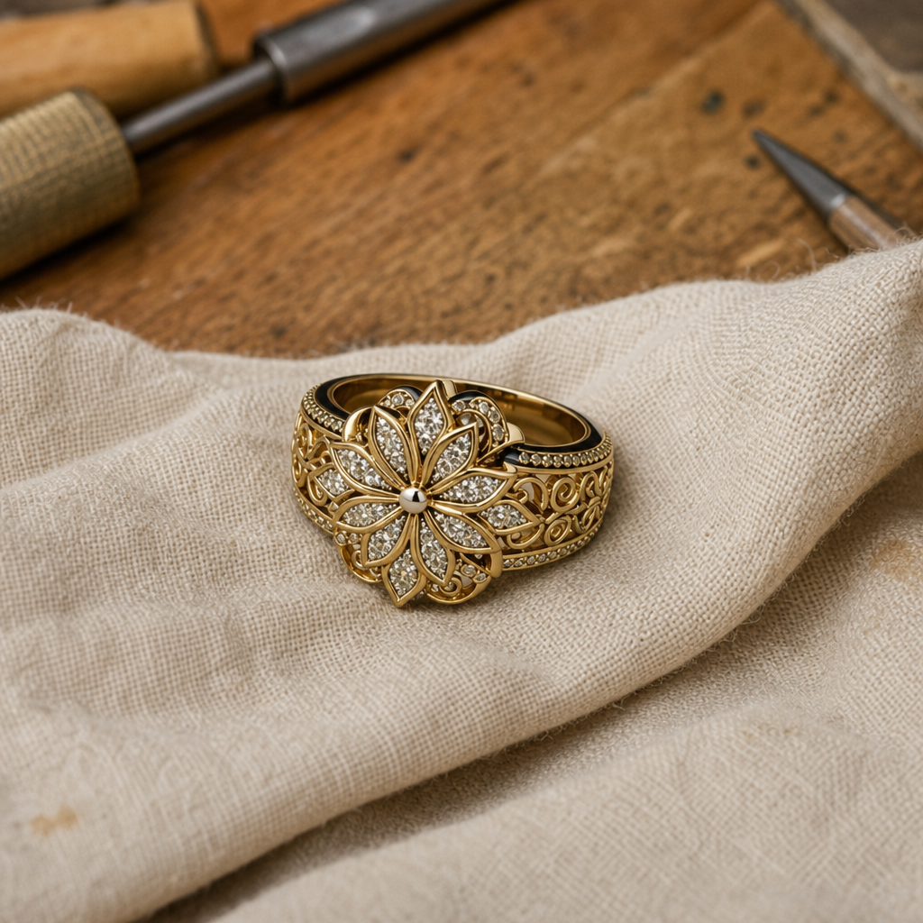Ornate Gold Bloom Ring
