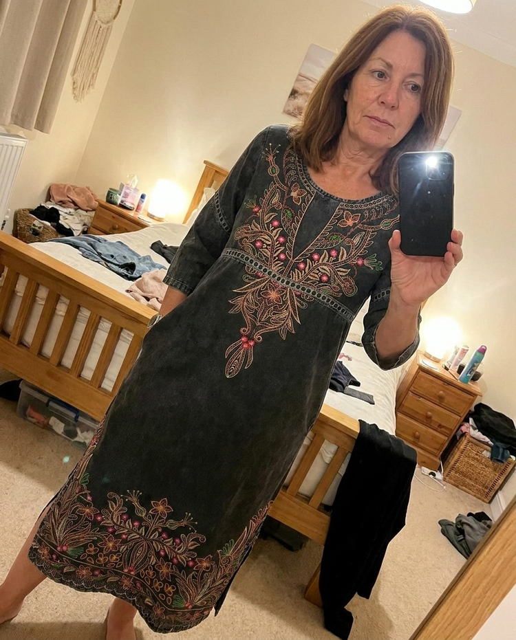 Customer review photo - woman wearing Ava Rose printed dress