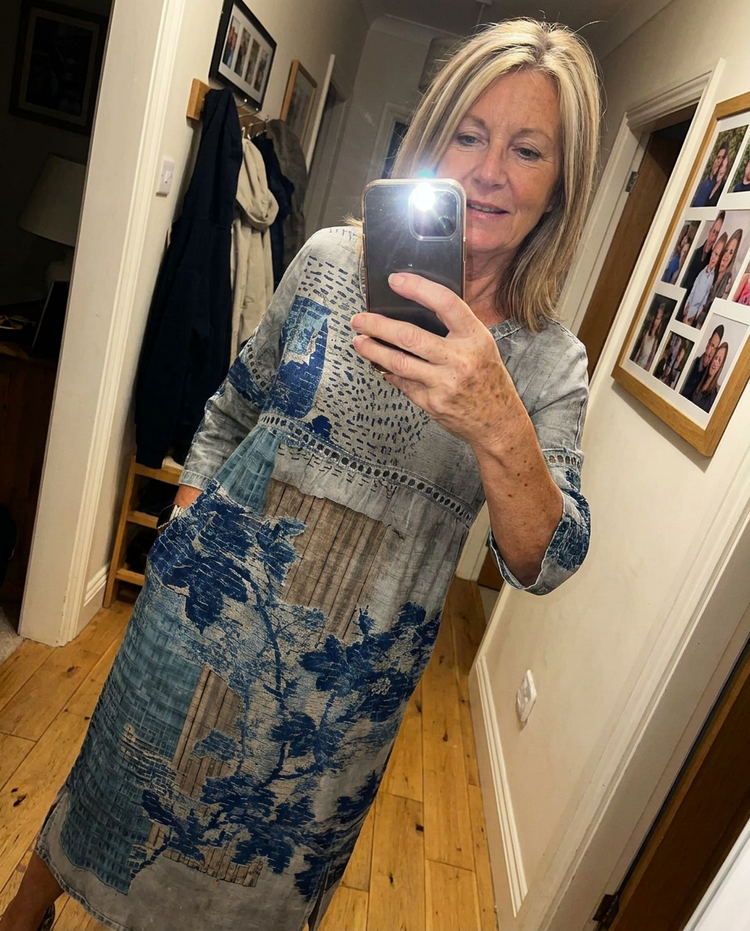 Customer review photo - woman wearing Ava Rose printed dress