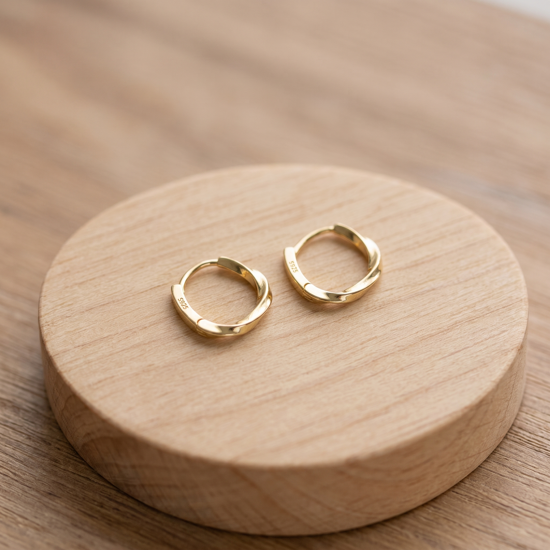 Gold Round Inlay Earrings