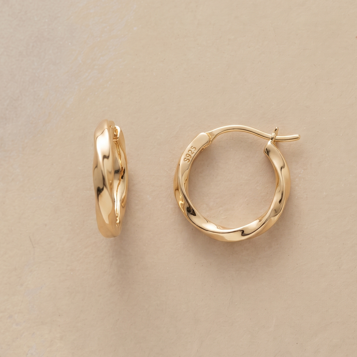 Gold Round Inlay Earrings