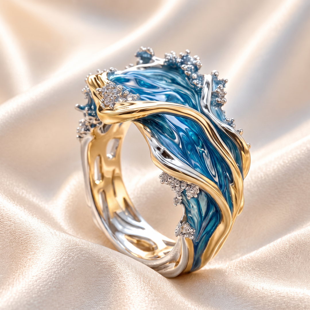 Vintage Golden Ocean Wavy Ring